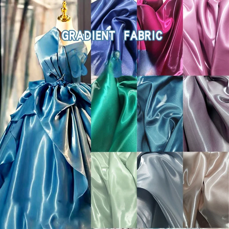 3/5/10yard Polyester Fiber Super Bright Liquid Reflective Mercerized Satin Fabric By Yard Silky Dress Suit Trench Coat Designer