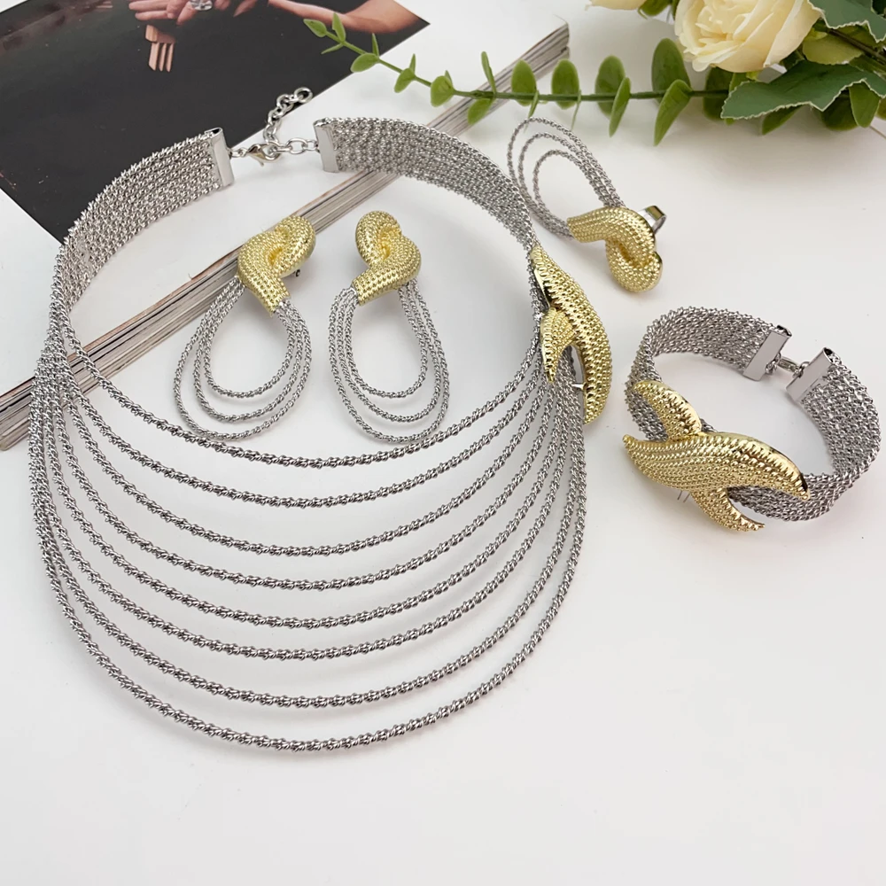Exquisite and fashionable high-end jewelry set, suitable for various parties, brides and weddings to wearFHK13252