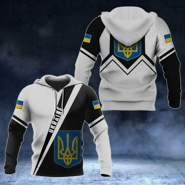 Men's hoodie with Ukrainian flag camouflage hoodie men's Ukrainian veteran 3D zipper hoodie with national flag casual sportswear