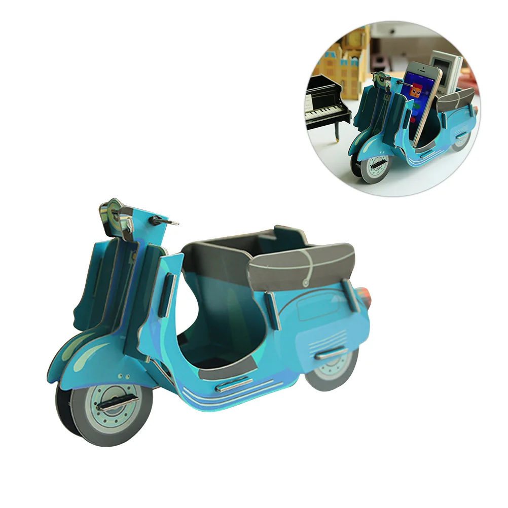 

Decorative Motorbike Design Penholder Creative DIY Storage Box Desktop Pen Container Organizer Paper Stationary Supplies Size