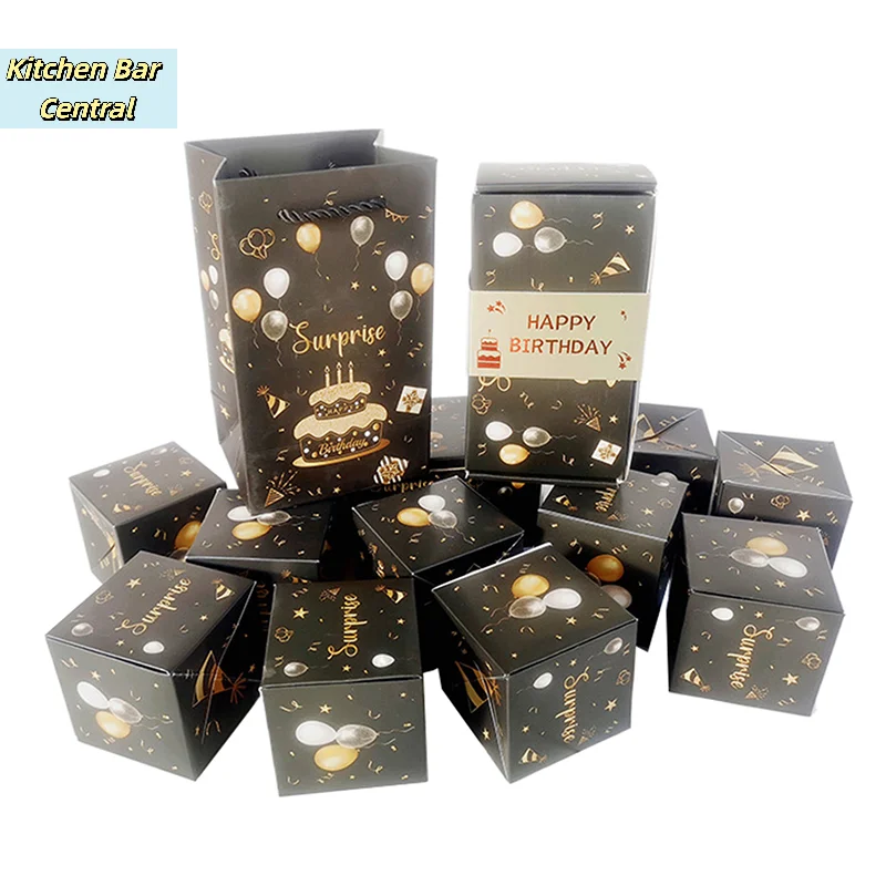 【10 Stück faltbare, aufspringende Überraschungs-Geschenkboxen in Schwarz-Gold, aufspringende Überraschungsbox, Valentinstagsgeschenk】 – Detail 9