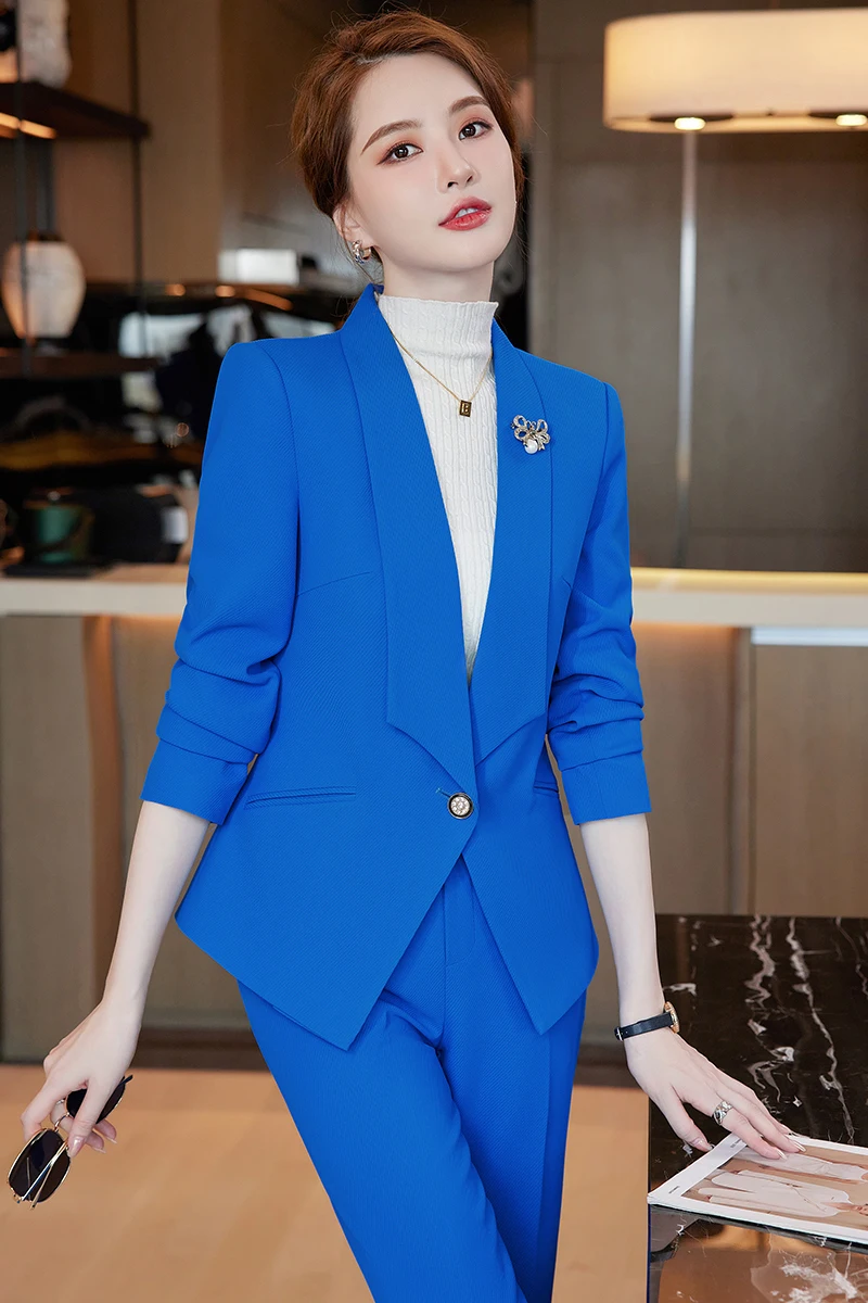 

Formal Uniform Designs Pantsuits with Pants and Jackets Coat for Women Business Professional Blazers Pantsuits Trousers Set