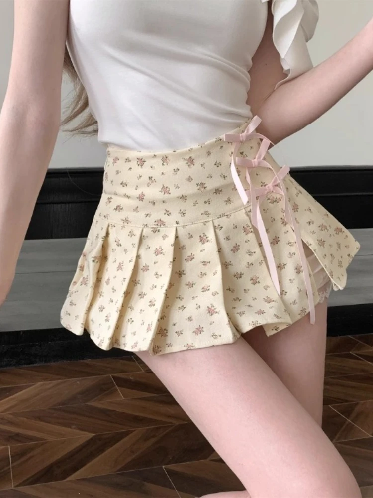 Minigonna Y2k in stile giapponese Gonna da festa sexy sottile da donna Gonna dolce in pizzo Kawaii Moda Fasciatura Design Abbigliamento 2025 Estate