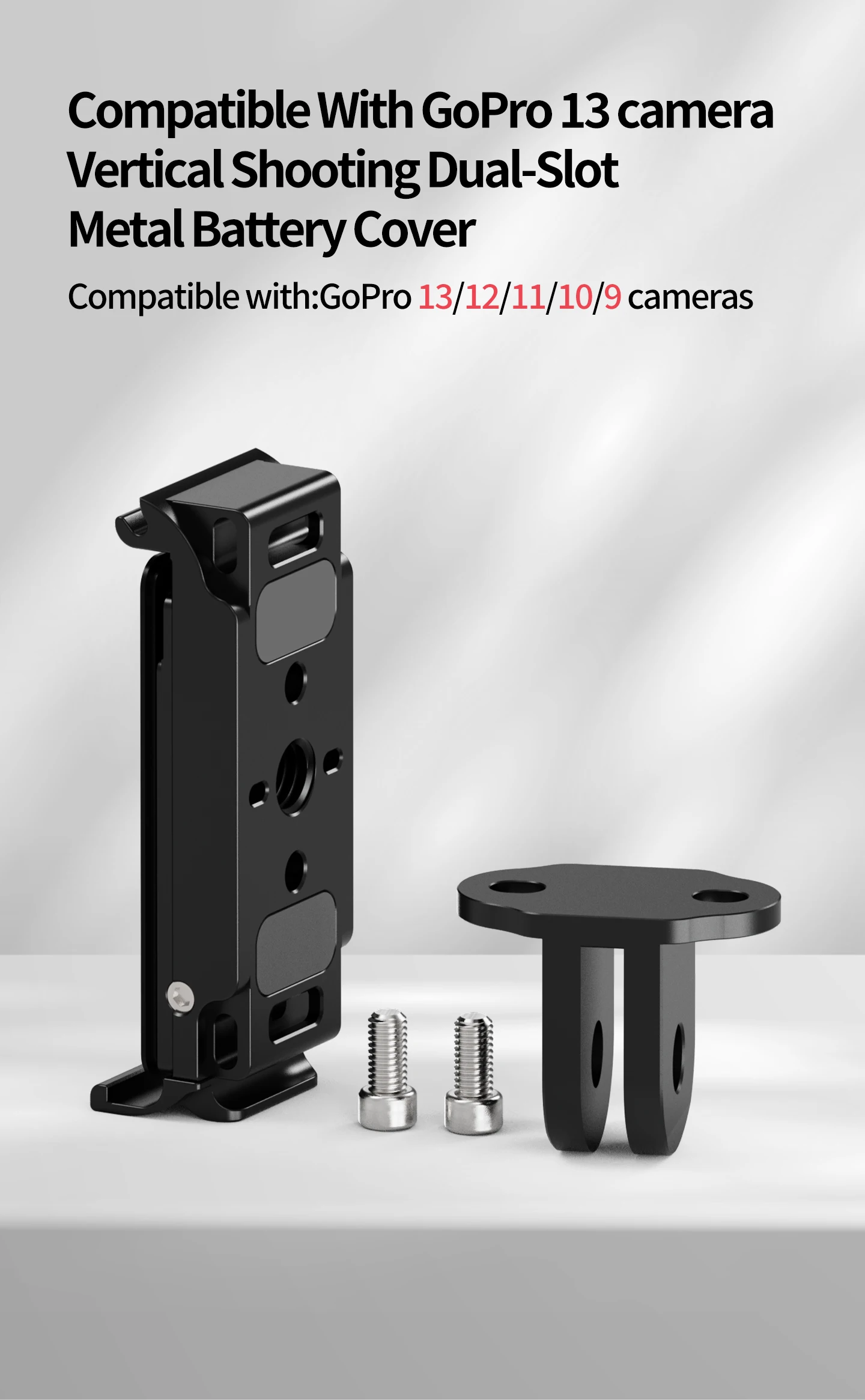 Metall-Seitenabdeckung Batteriefach für GoPro 13 12 11 10 9 Einfach Abnehmbar Staubdicht Magnetisch Schnellverschluss 1/4" Schraubmontage-Set – Detail 14