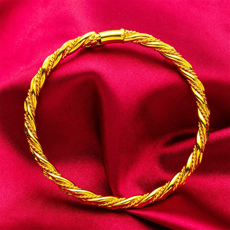 

Женский браслет из 24-каратного золота диаметром 4 мм с пряжкой (AU999) | 3D бамбуковый поворот, филигранный бамбук с лунным камнем