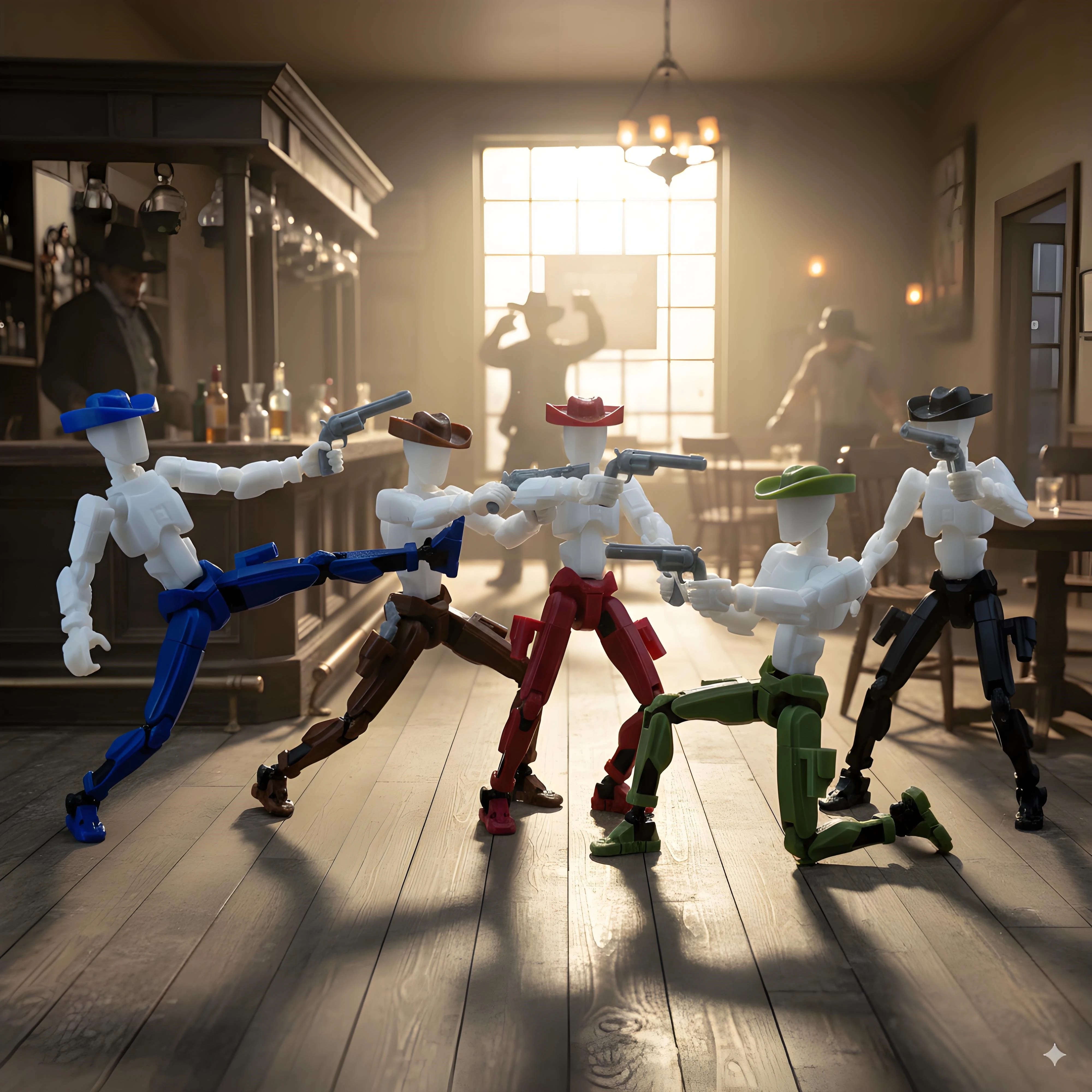 Figurki kowbojów, manekiny, zabawki, roboty transformujące się, wielozłączone, ruchome, drukowane w 3D, prezenty