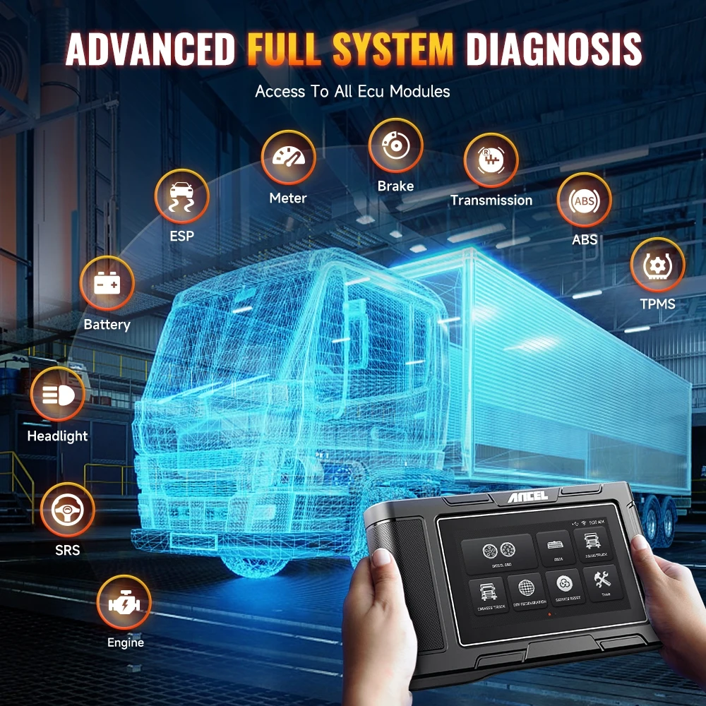 ANCEL HD3200 PRO OBD2 Truck Scanner Full System Diesel Truck Diagnostic Tool Heavy Duty Truck Scanner Car Diagnostic Tool