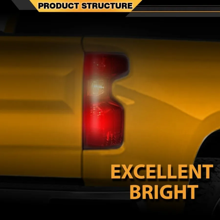 مجموعة المصابيح الخلفية المتوافقة مع تشيفي سيلفرادو 1500 المتوهجة 2019 2020 2021 زوج اليسار واليمين عدسة حمراء