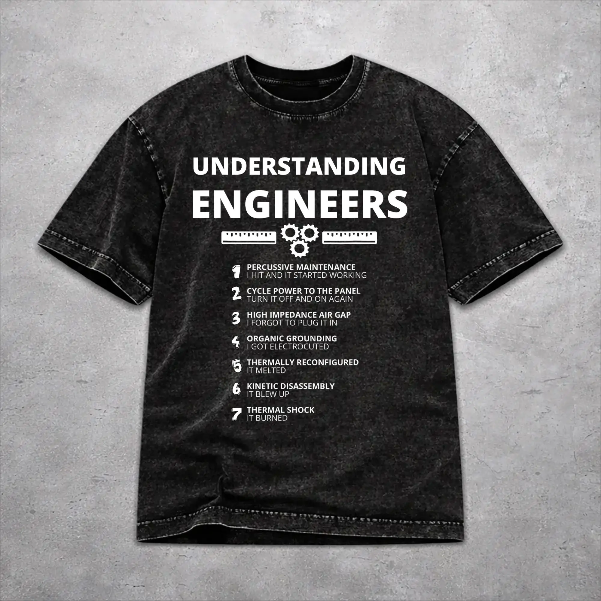 Understanding Engineers - Funny Sarcastic Engineering T Shirts Hip Hop Washed Short Sleeve Oversize T-Shirt Streetwear