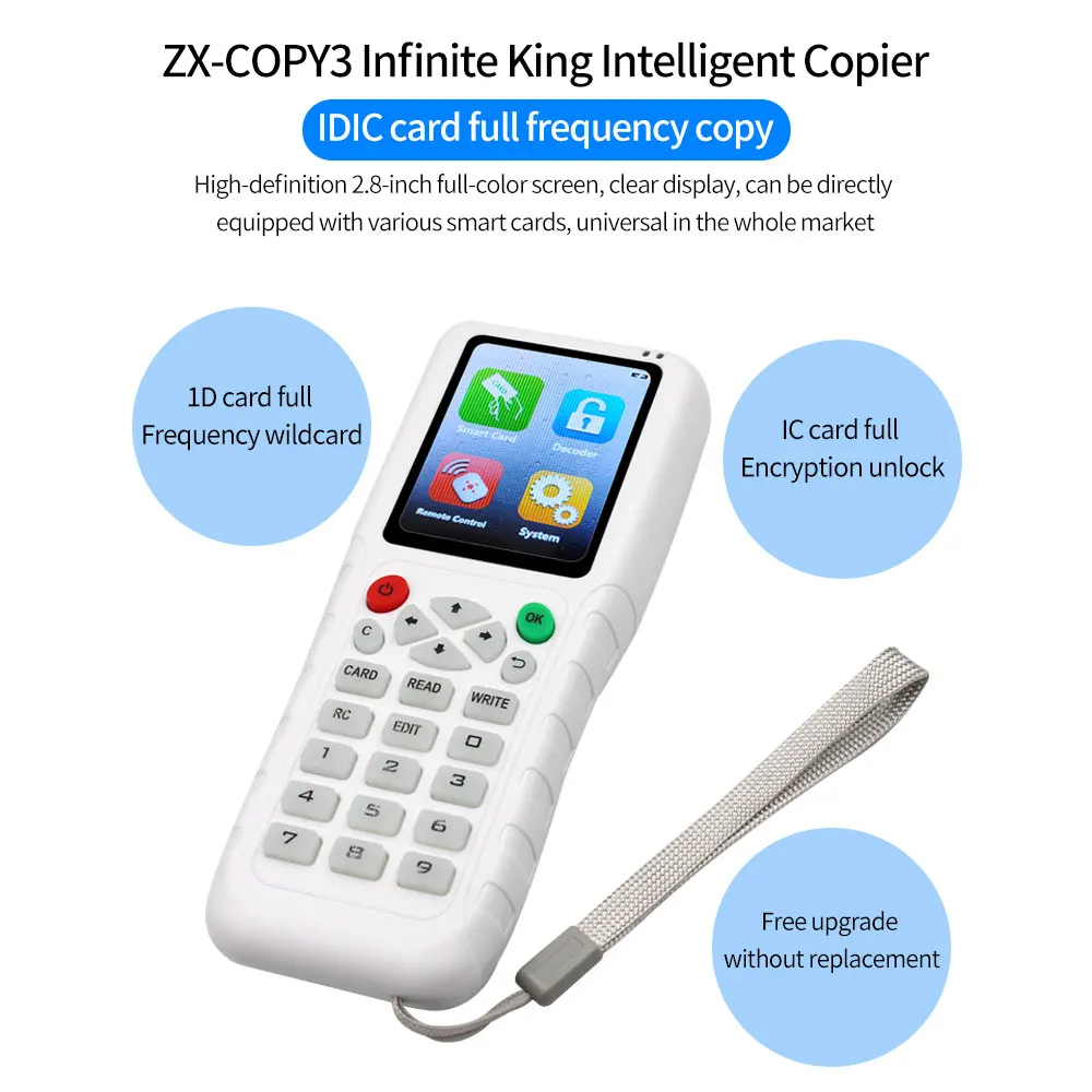 전체 주파수 디코드 기능 휴대용 2.8'' 디스플레이 Rfid 복사기 리더기 복사기 새로운 업그레이드 지원 수백 개의 칩