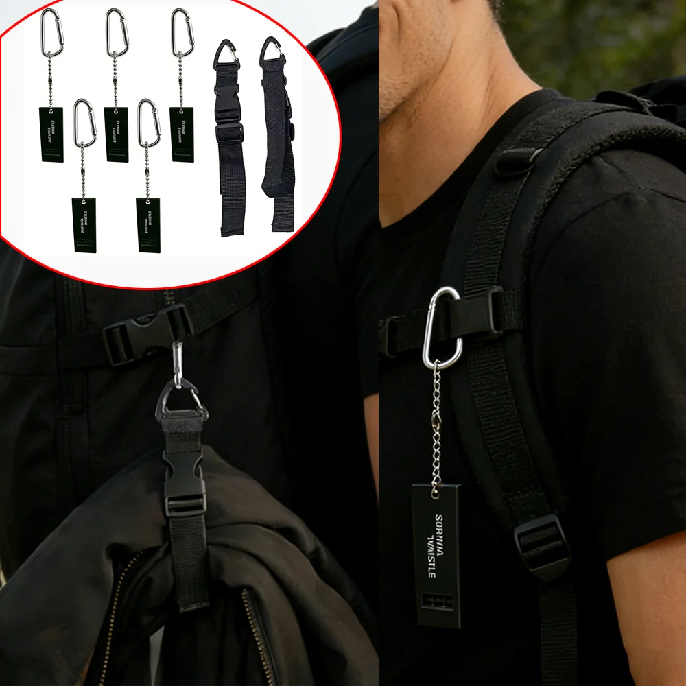 12Pcs Hiking Trekking Hooks Outdoor Hiking Backpack Lanyards Climbing Bag Straps Carabiners Survival Whistles Outdoor Hiking Backpack Accessories