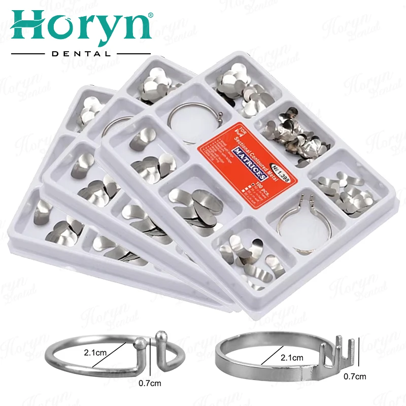 Dental Matrix Sectional Contoured Metal Matrices No.1.398-No.1.330 Dental Matrix with Spring Clip Delta Ring Clamp Wedges Kit