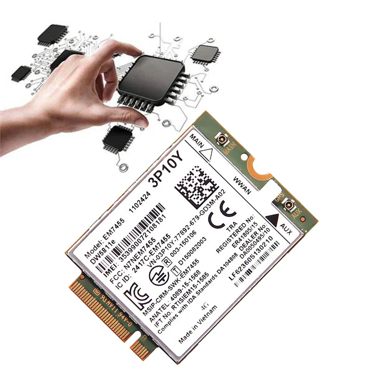 EM7455 moduł DW5811E 4G + antena 3 p10y CAT6 dla DELL E7270 E7470 E7370 E5570 E5570 E5470 bezprzewodowy FDD/TDD Gobi6000