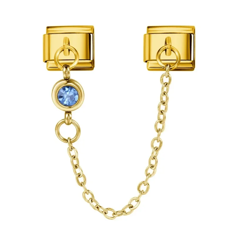 2025 جديد أزياء المرأة الذهبي 12 أشهر عيد ميلاد الزركون الإيطالية سحر 9 مللي متر ربط الفولاذ المقاوم للصدأ الاكسسوارات سوار DIY بها بنفسك مجوهرات #4