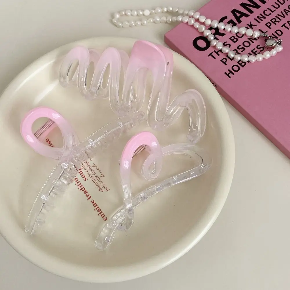 Personalized Pink Gradient Color Bow Hair Claw Bowknot Heart Butterfly Hair Clip Headwear Grab Clip Daily