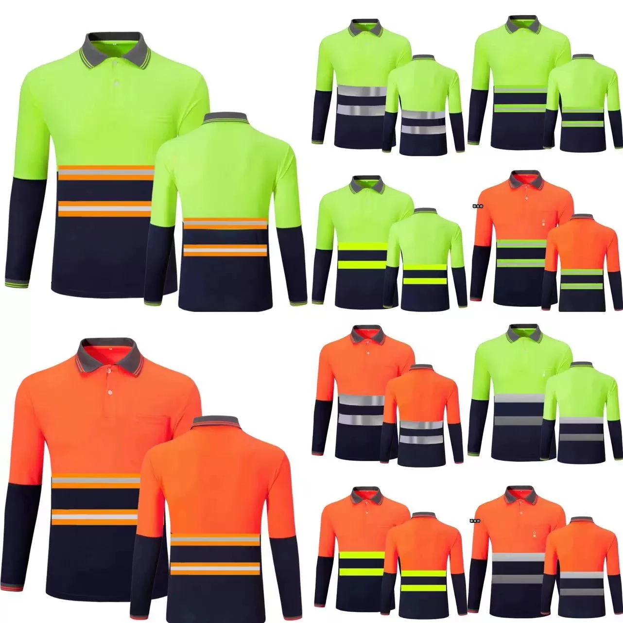 Hi Vis Long sleeve Shirt Spring Summer Safety Construction Clothes Quick Dry Reflective Shirt Men Mining Big Size 6XL