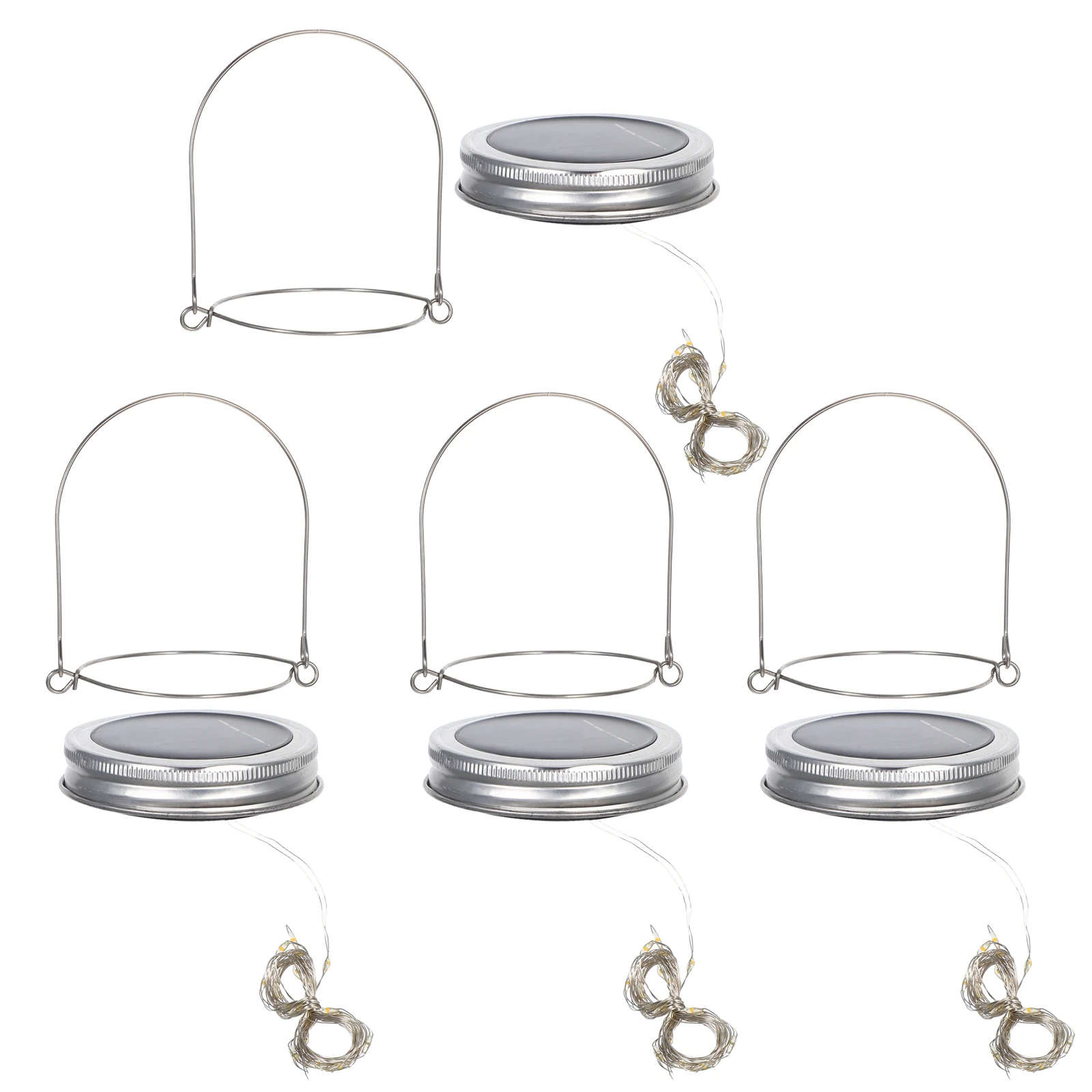 

4 set 4 Sets 2M 20LED Solar Jar Lids Stainless Steel Outdoor Garden Patio Balcony Decoration Lamp Lid Holiday Gift Family