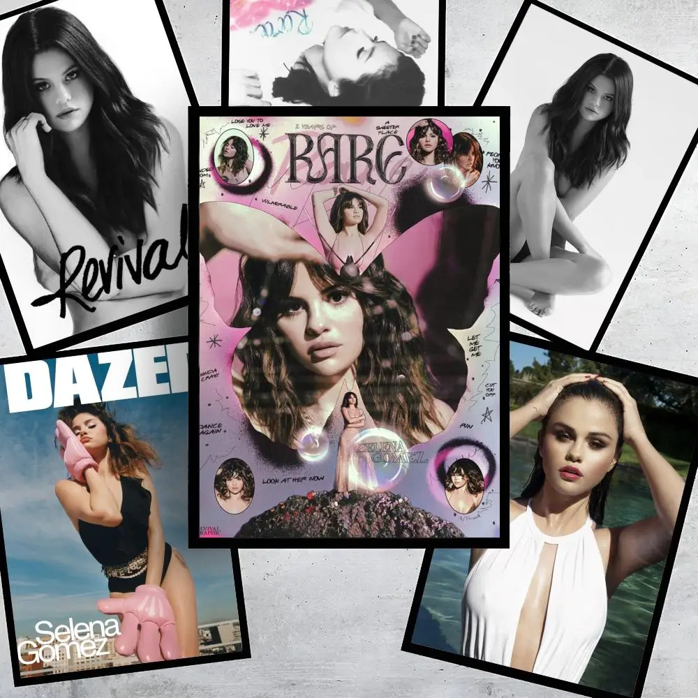 Pôster S-Selena Gomez HD Adesivos de Parede Mural Decoração Autoadesiva para Casa Quarto e Sala de Estar Presente
