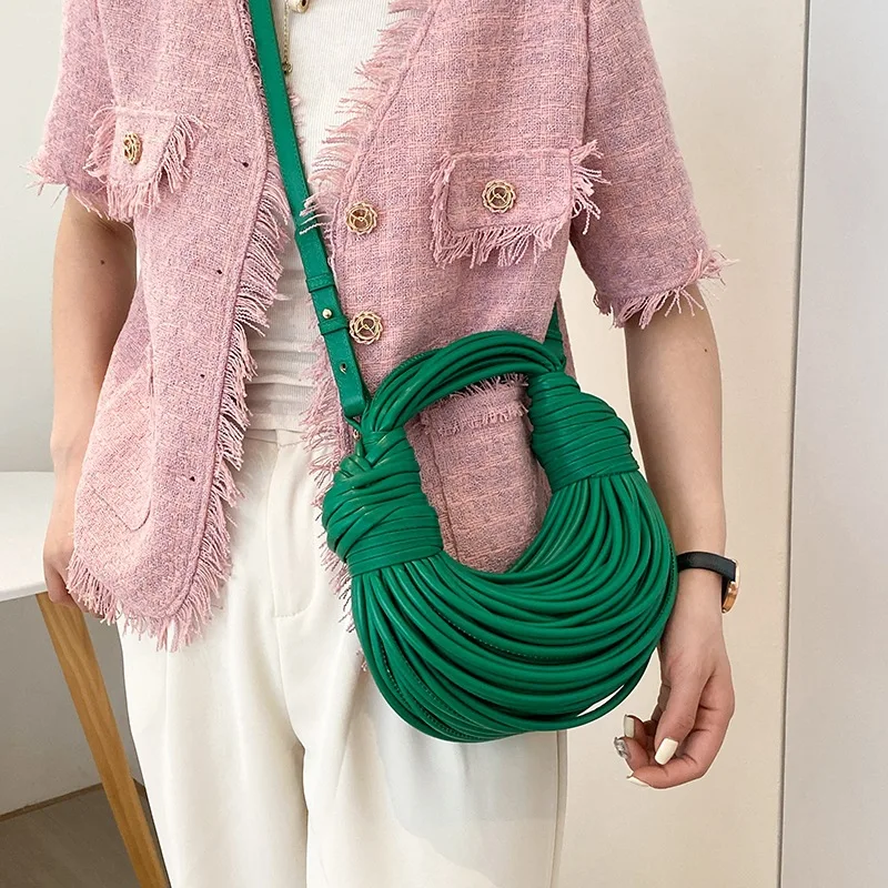 Handbags for Women Gold Luxury Designer Brand Handwoven Noodle Bags Rope Knotted Pulled Hobo Silver Evening Clutch Chic