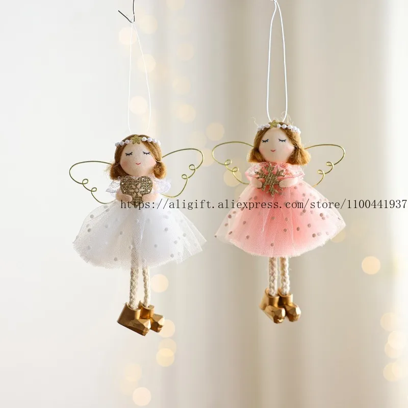 قلادة عيد الميلاد عقد الخوخ القلب تاج فتاة لطيف خرافة الرياح الملاك، شجرة عيد الميلاد تزيين مُثبت قلادة صغيرة