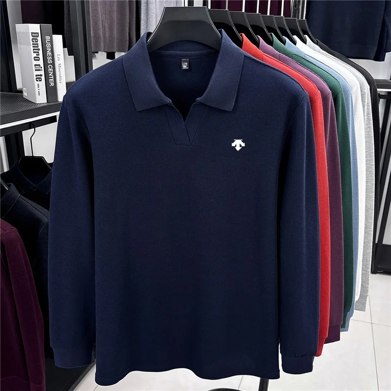 Hochwertiges Herren-Polohemd mit Originaldruck, Herbstmode, 100% Baumwolle, Revers, Langarm-T-Shirt, bequeme Freizeitkleidung für Herren – Detail 11