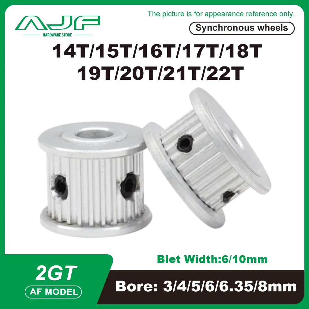 

GT2/2GT Timing Pulley 14T 15T 16T 17T 18T 19T 20T 21T 22T Bore 3/4/5/6/6.35/8mm For Belt Width: 6/10mm Timing Belt 3D Printing