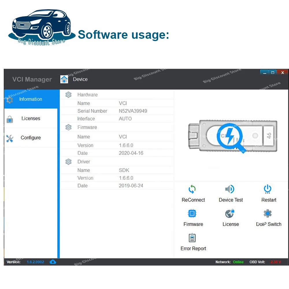 OKI V-A-S 6154 B Bluetooth-Compatible AMB2300 V-AS 6154B Full Chip Support 6154A V1.6.6 For V-W Au-di Diagnostic Tool