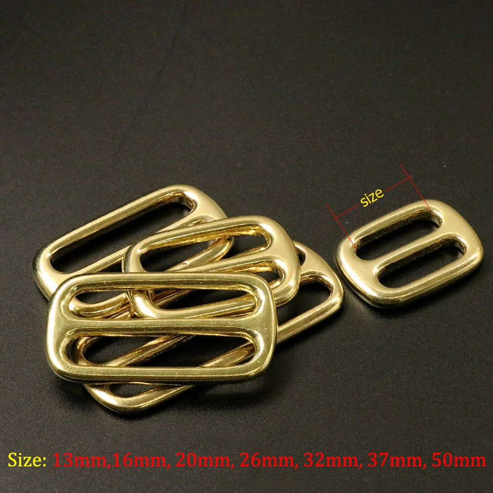 Solid Brass Tri Glides Slide 3 Bar Rectangle/Square Adjuster Buckle for leather craft Bag Shoulder Strap Belt Webbing