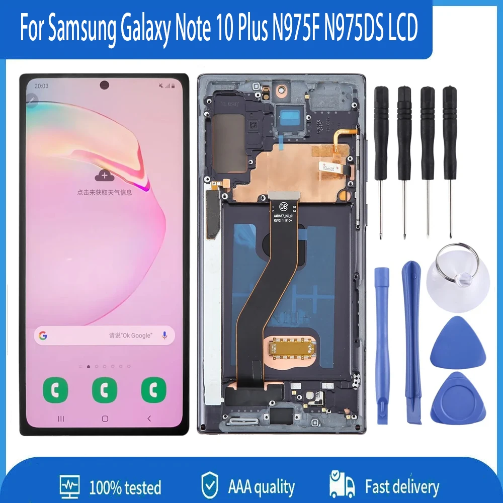 Super OLED For Samsung Galaxy Note 10 Plus N975F N975DS LCD Touch Screen Note10+ N975 Display Digitizer Replacement With Frame