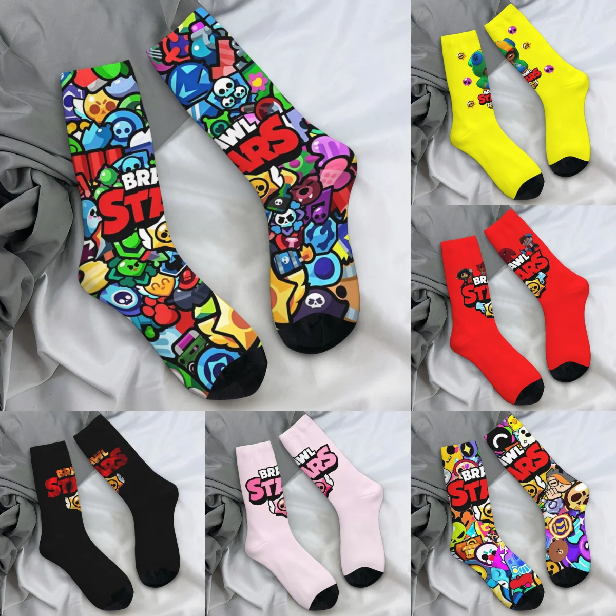 Brawling-Hero Meias estampadas engraçadas meias de inverno antiderrapantes casal correndo meias médias macias