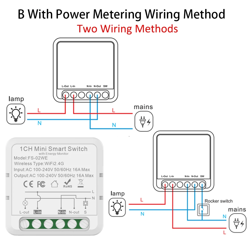 16A Tuya WiFi Smart Switch 2-way Control Switch Mini Smart Breaker Smart Life Control Work With Alexa Google Home Alice