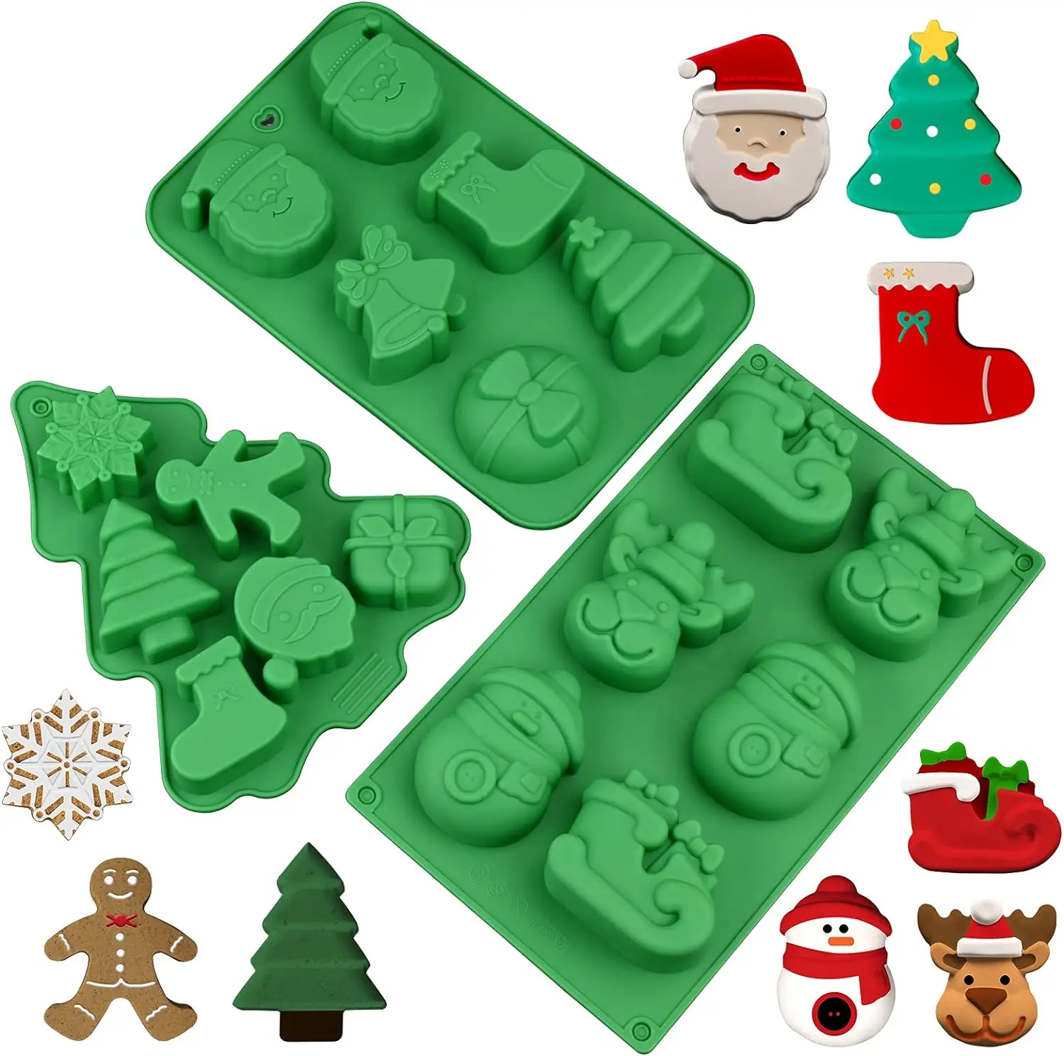 Christmas Tree Santa Claus Shape Silicone Mold Cake Decoration Fondant Cookies Tool Gumpaste Candy Chocolate Mold For Baking