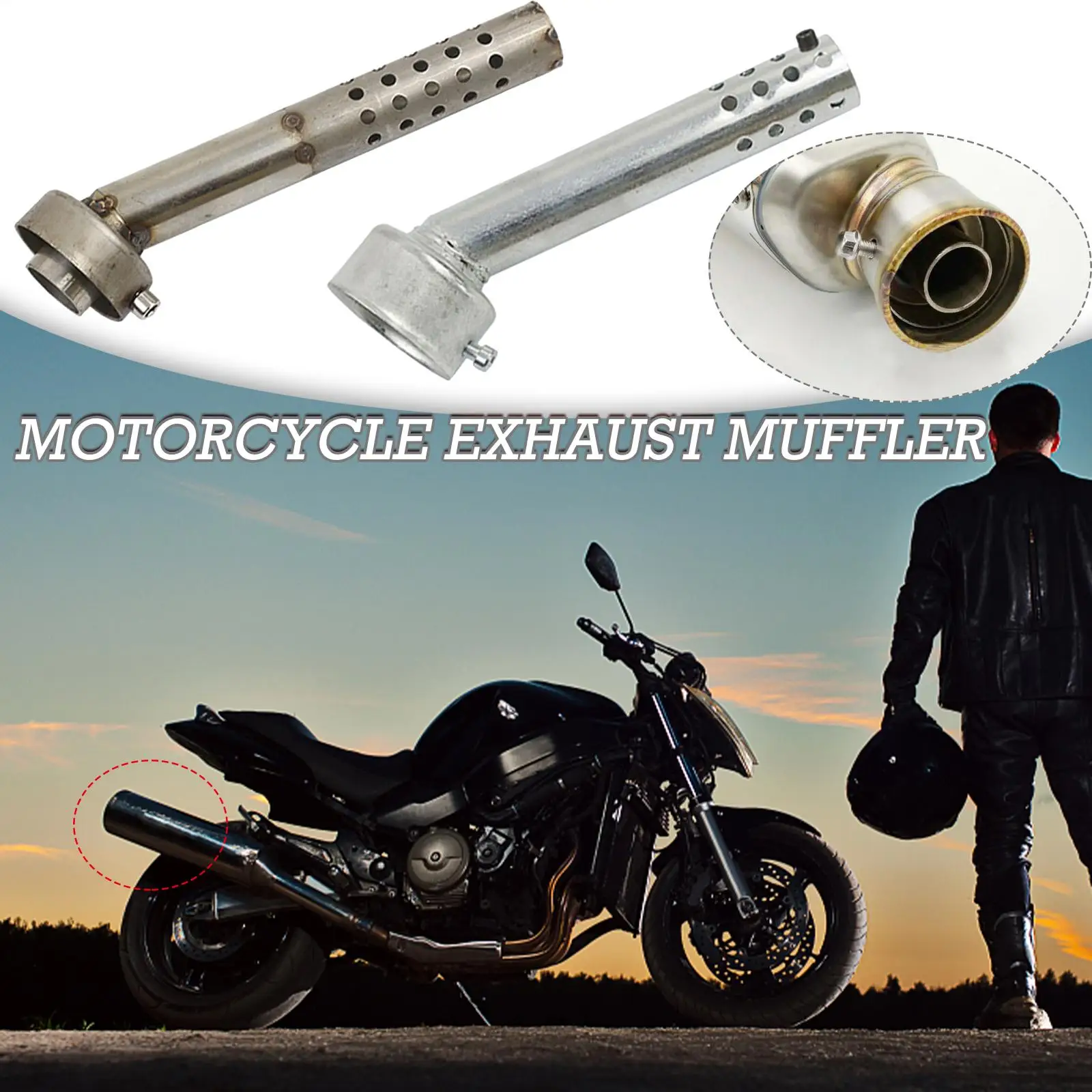 Universal 48mm Aluminum Motorcycle Angled Exhaust Insert J6U3 End Killer Baffle DB Muffler Motor Parts Silencer Tuning Can I6F2