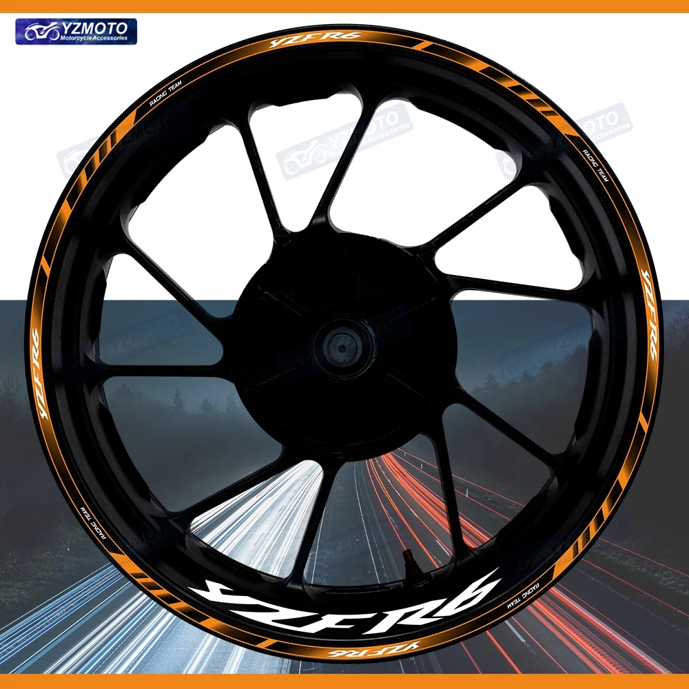 

Для мотоцикла YZF R6 YZF-R6 17-дюймовая наклейка на ступицу переднего и заднего колеса, водостойкая наклейка, светоотражающие модифицированные декоративные наклейки на обод
