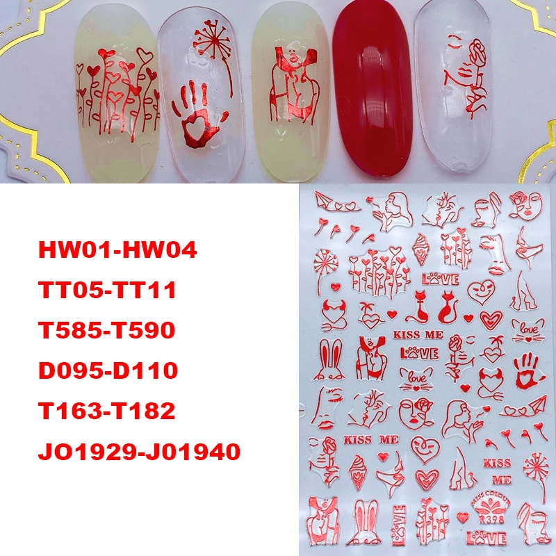 1PC Luxury Nail Sticker Charm Logo Manicure Art Decorations Decals Foil Gold Silver Nail Sticker  T163-T182