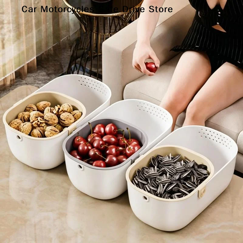 【M】2-Layer Snack Box Compact 2-Tier Fruit Basket/Sunflower Basket With Drainage For Home Couch Movie Night Snacking