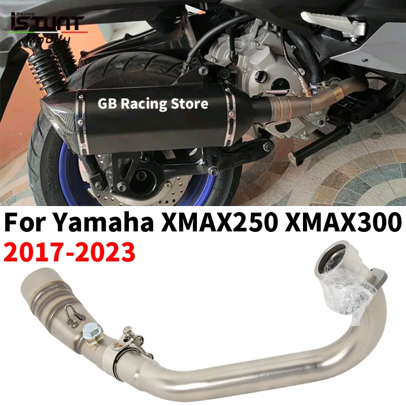 Escorregar para yamaha xmax250 xmax300 xmax X-MAX 250 300-2017 escape da motocicleta 51mm moto modificar frente mid link tubo