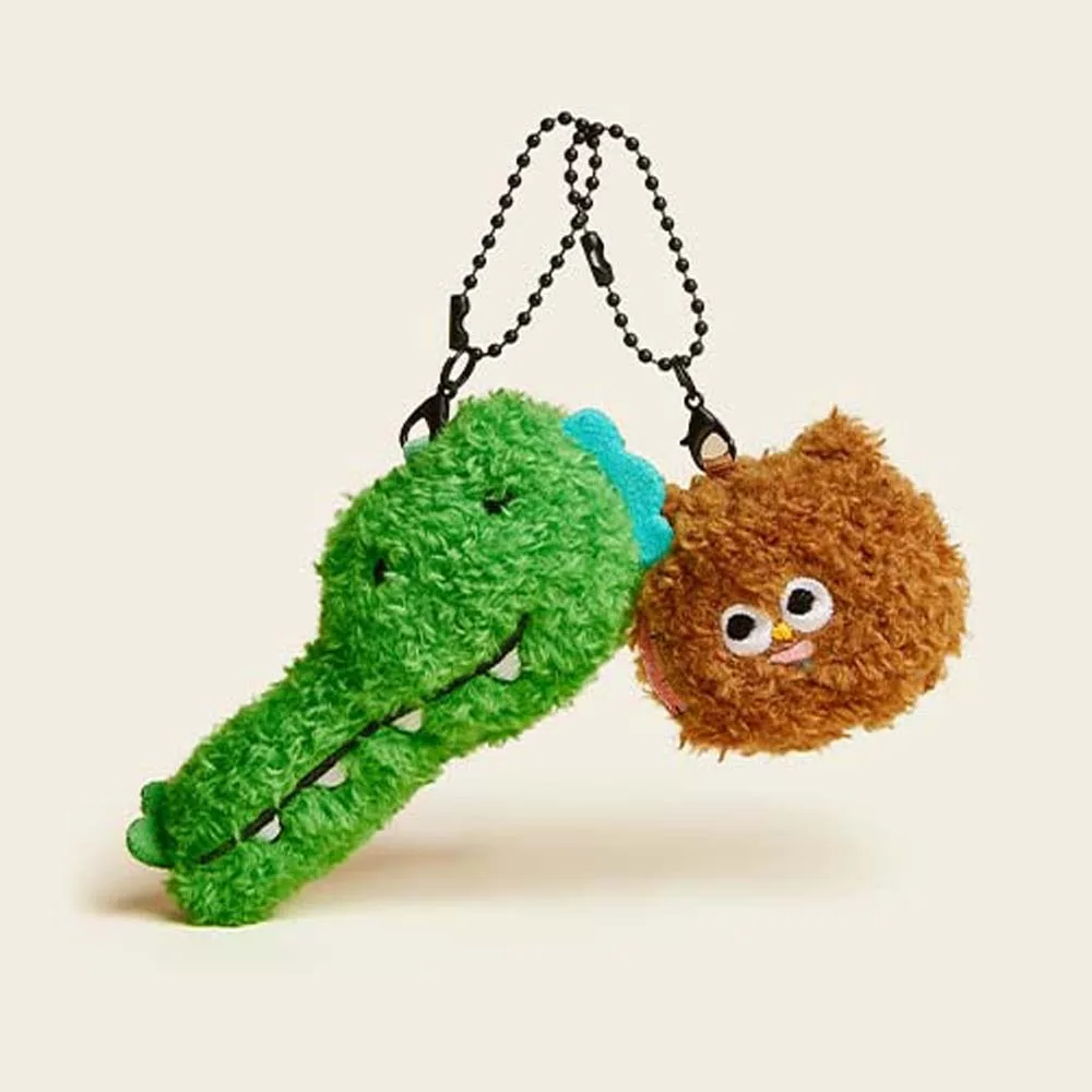 

2pcs/set Soft Crocodile Key Ring Chick Funny Cartoon Couple Pendants Furry Rabbit Plush Animal Key Buckle Car Key Accessories
