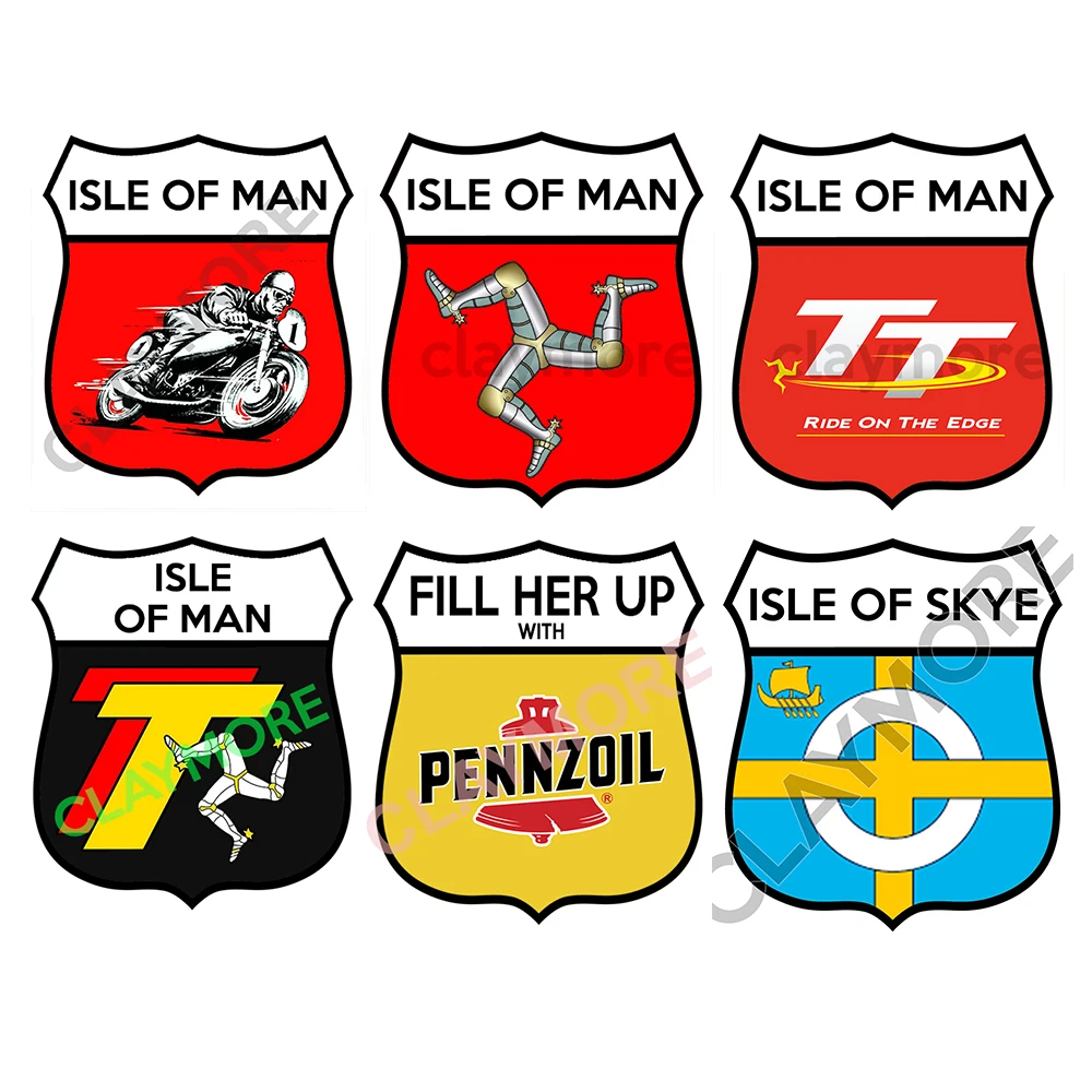 For 6Pcs ISLE OF MAN TT RACES car sticker motorcycle truck lorry laptop decal Biker