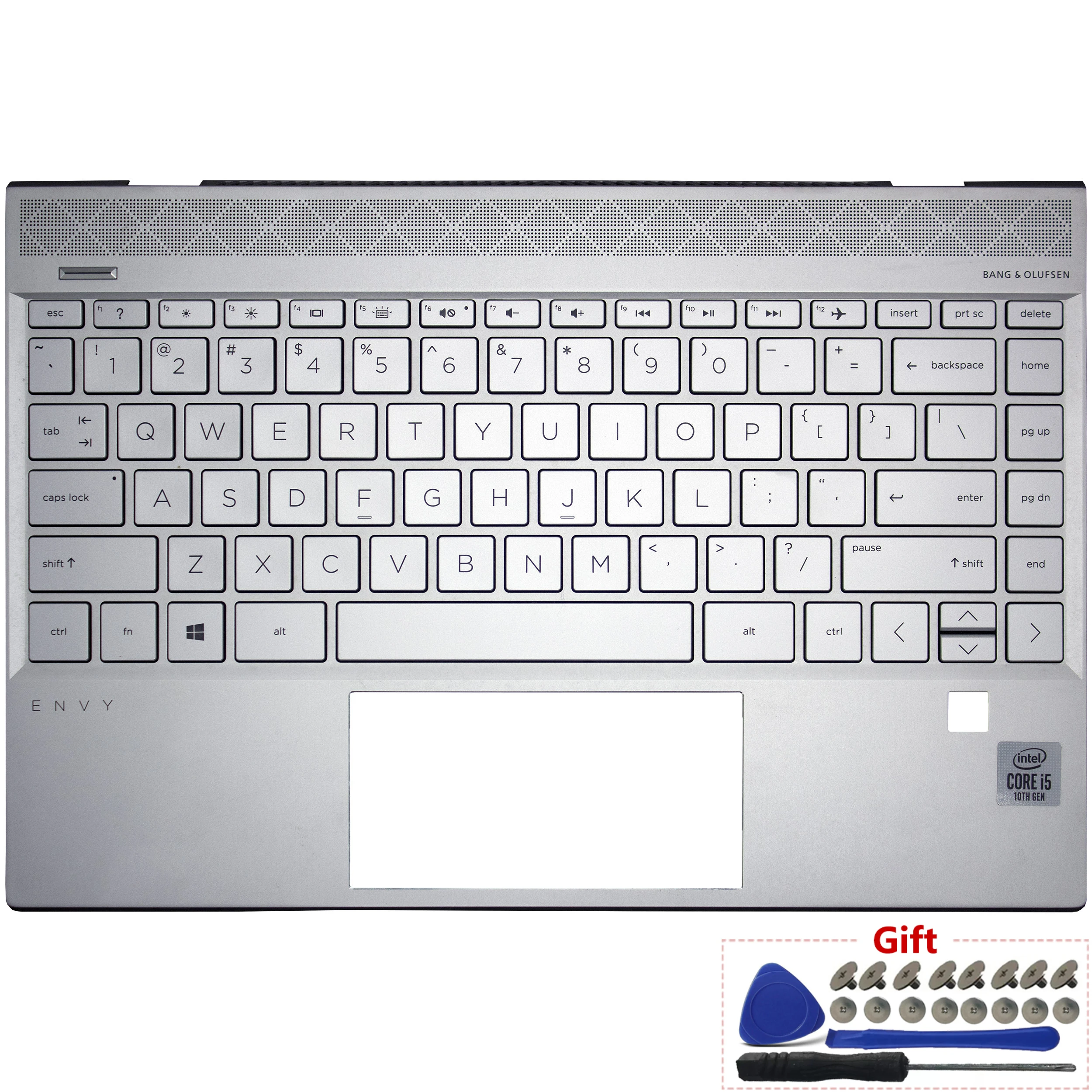 Imagem -02 - Capa para Laptop para hp Envy X360 13-aq Tpn-w144 Tampa Superior Palmrest Prata com Teclado Retroiluminado Substituição do Estojo Superior Original Novo