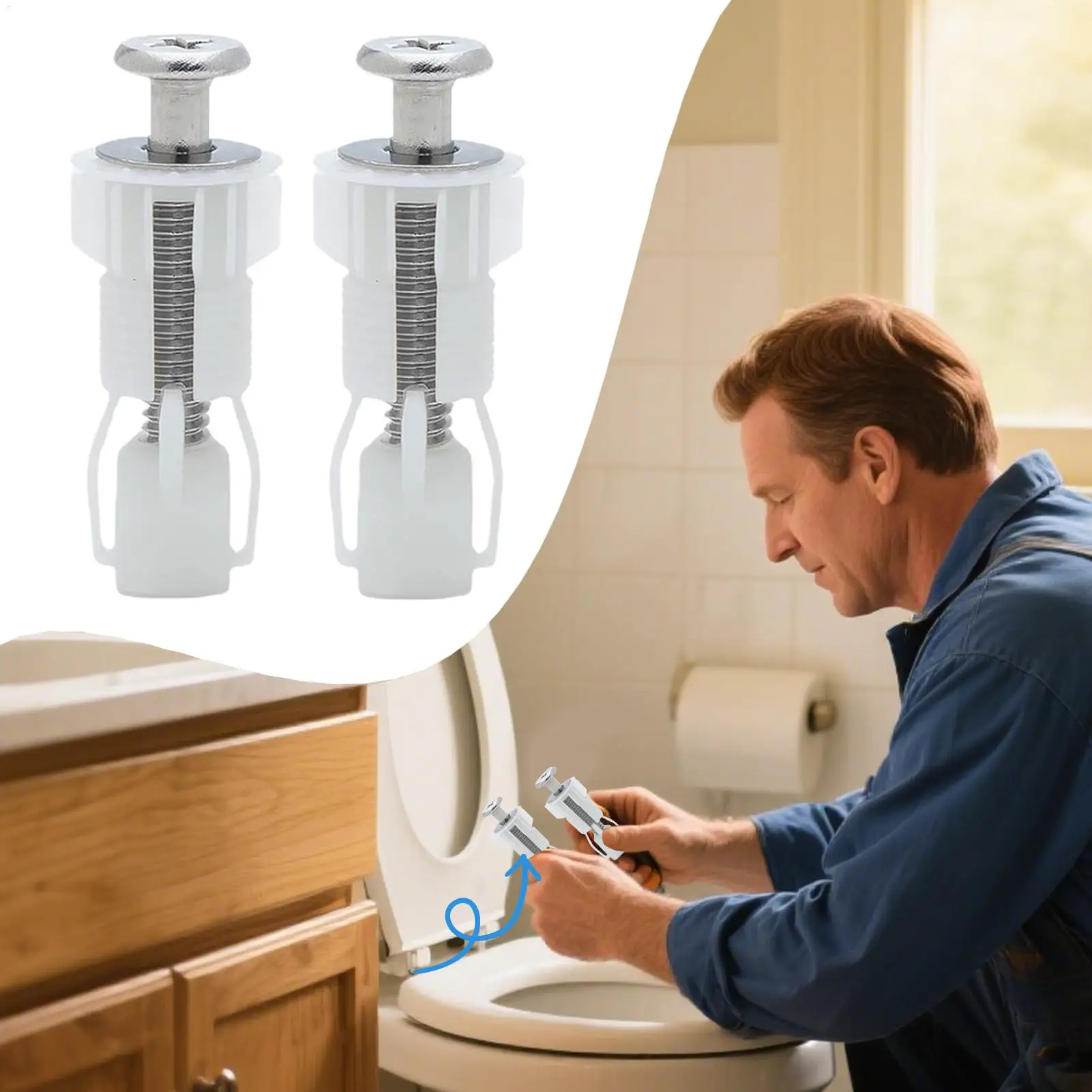 Toilet Seat Hardware Tight Fit Heavy-Duty Toilet Seat Screw Hardware Set for Homeowners Professionals Maintenance Hotel