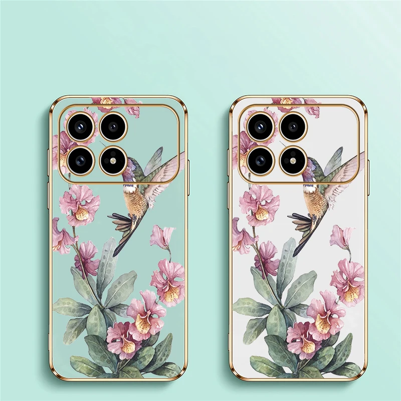 زهرة لطيف الطيور نمط جراب هاتف ل Xiaomi Redmi K90 K 90 برو ماكس سيليكون تصفيح غطاء مقاوم للصدمات ل Redmi K90 كابا