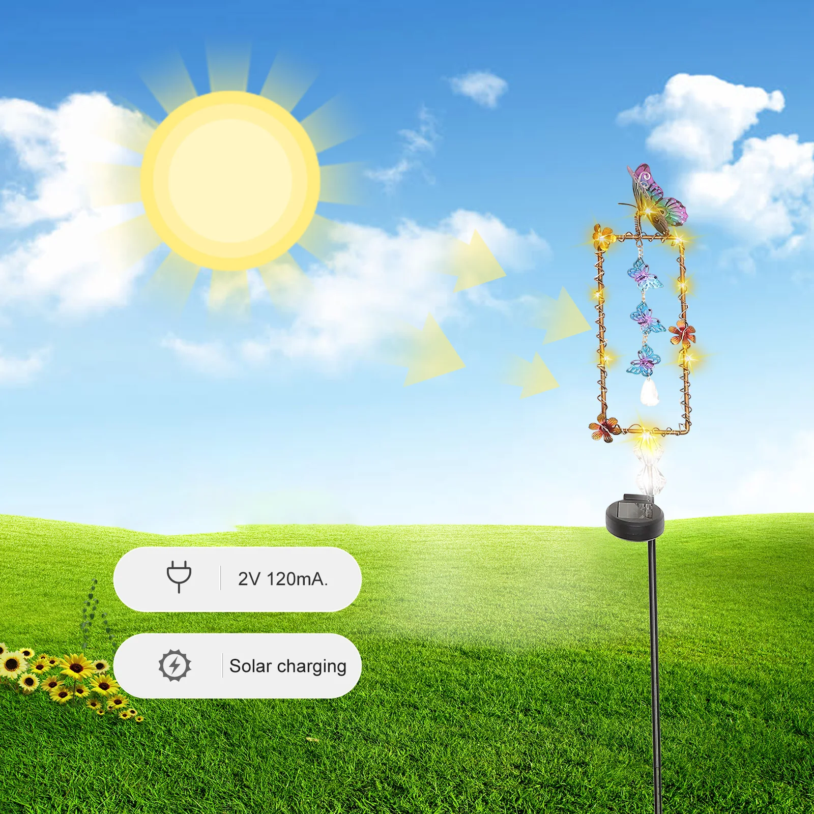 

Solar Garden Stake Lights ABS Plastic 600mAh NiMH Decorative Outdoor L Lighting