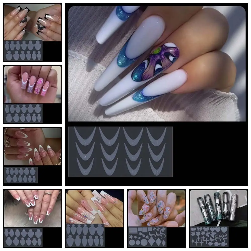 Nageldecoratie Nagelvormsticker Valse tips Manicureaccessoires Siliconen nagels Schimmelpad Franse lijn Nagelstickers