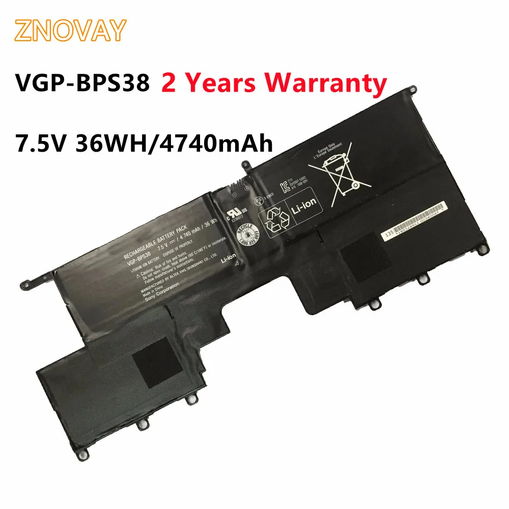 ZNOVAY VGP-BPS38 7.5V 36Wh Laptop Battery for Sony VAIO SVP13 SVP132A SVP1322 Pro 11 Pro 13 VGP-BPS38