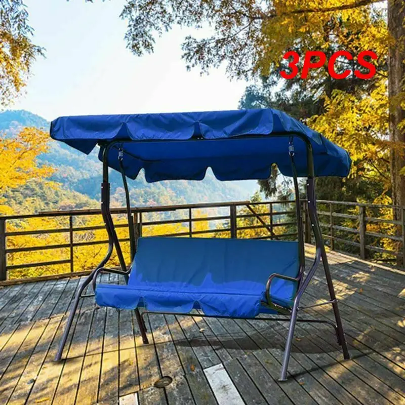 

3PCS Newest Garden Outdoor 3 Seat Swing Chair Canopy Cover Shade Courtyard Hammock Tent Cover Sail UV Resistant Waterproof NO