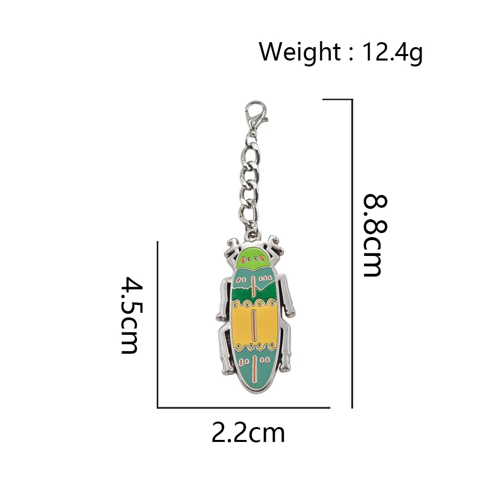 Cute Colorful Beetle Enamel Keychain Vintage Insect Bug Charm Pendant Lobster Clasp Bag Accessories Cartoon Animal Keyring