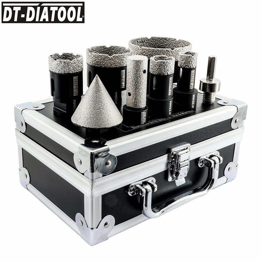 DT-DIATOOL 1set boxed Diamond Drill Core Bits Sets Milling Bit Chamfer M14 Thread Hole Saw  for Porcelain Tile Granite Grinding