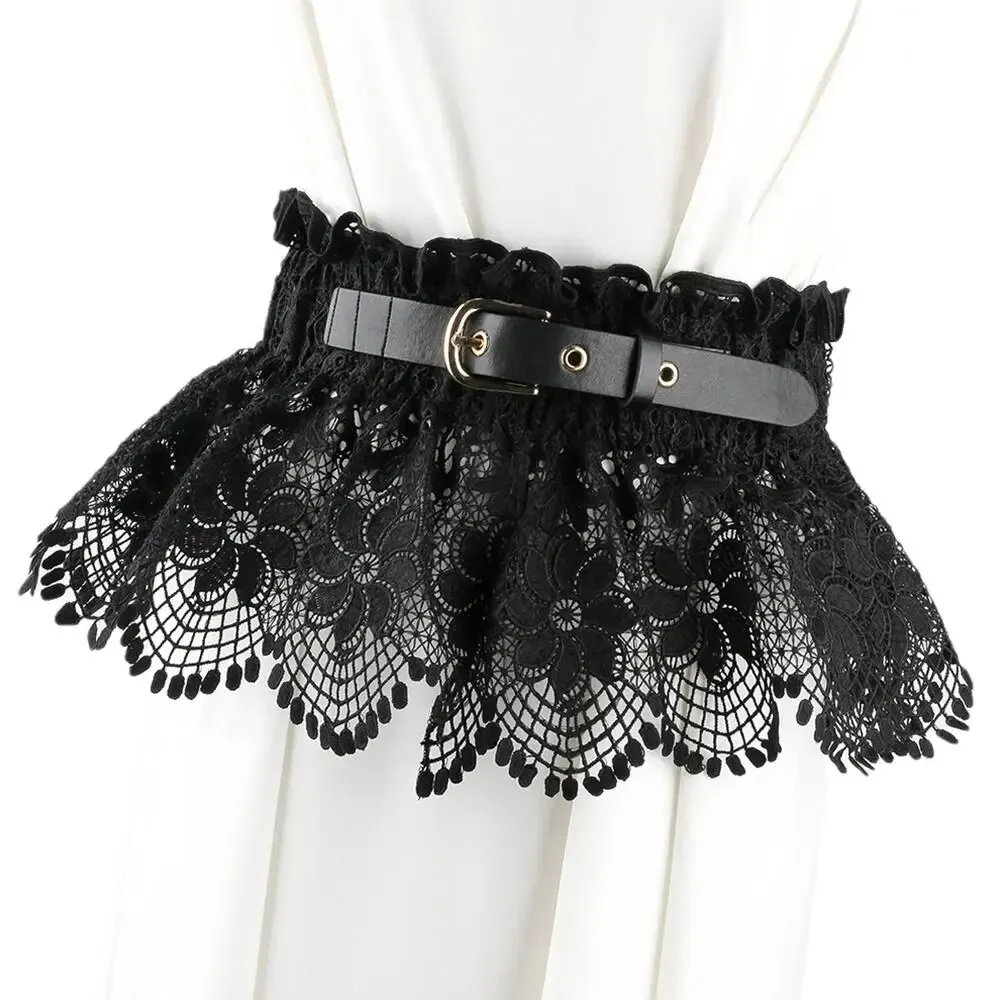 Lace Belt Ladies Skirt Waist Shirt Decor Belt Elastic Wide Waist Cover Up Fashion Leggings Belt