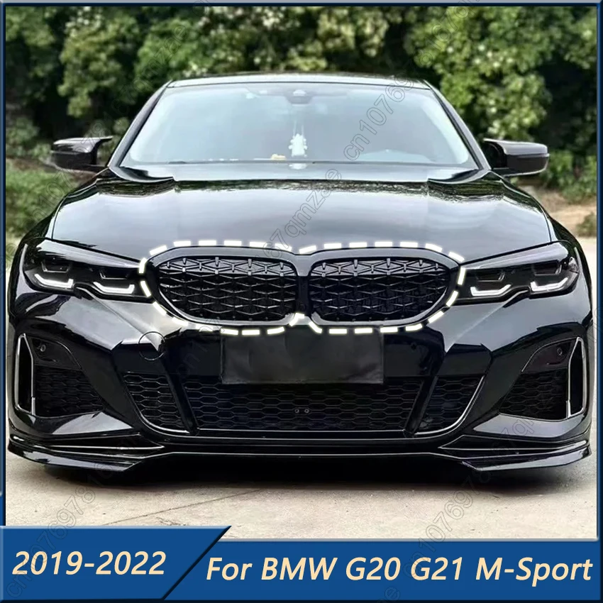 

For BMW 3 Series G20 G21 2019-2022 M-Sport Front Kidney Grille Racing Grill Upper Bumper Radiator Hood Mesh Grid Kits